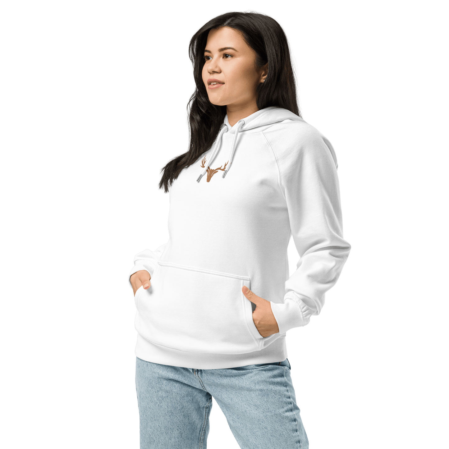 Damen Bio-Raglan-Hoodie mit Jagd Logo (bestickt)
