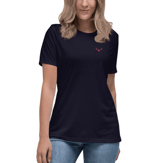 Lockeres Jagd Damen-T-Shirt mit Logo (flamingo rot)
