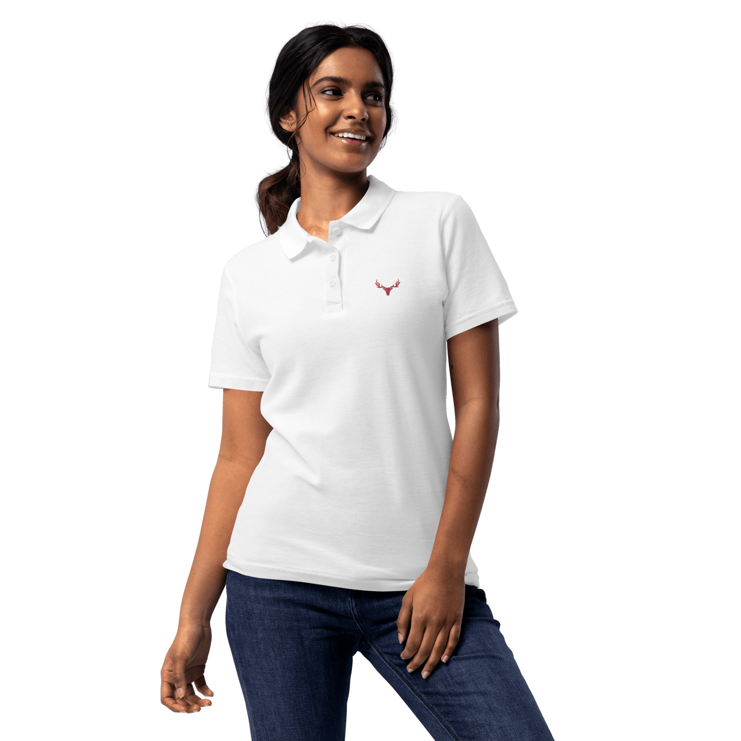 Jagd Piqué-Poloshirt für Damen mit Logo (flamingo-rot)