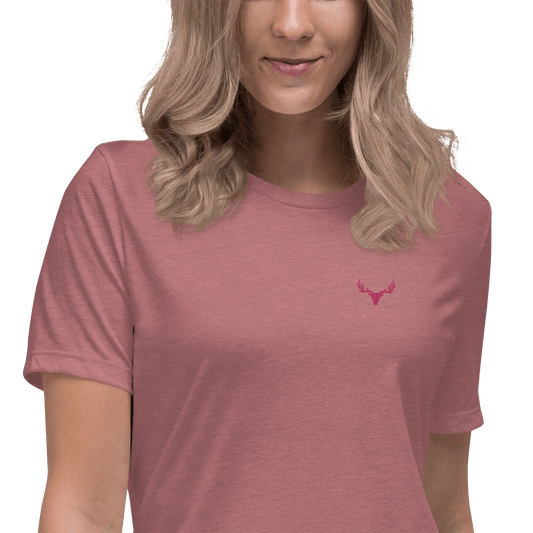 Lockeres Jagd Damen-T-Shirt mit Logo (flamingo rot)